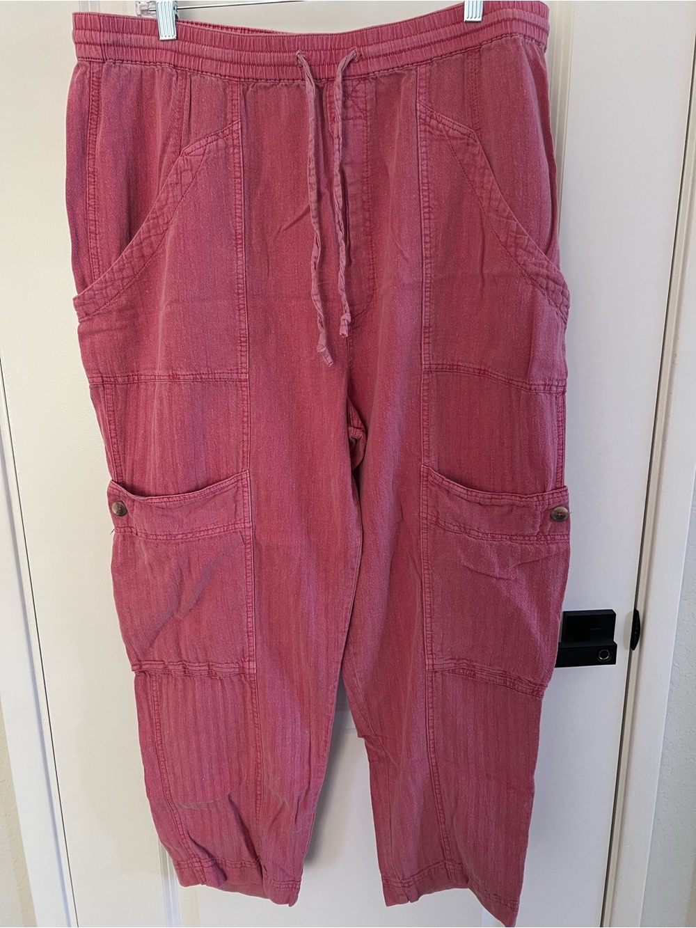 Free People Rose Pink Drawstring Cargo Jogger Pants